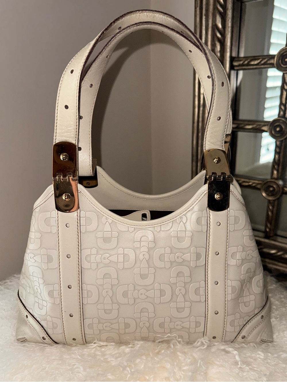 Vintage Gucci Horsebit Embossed Leather Tote